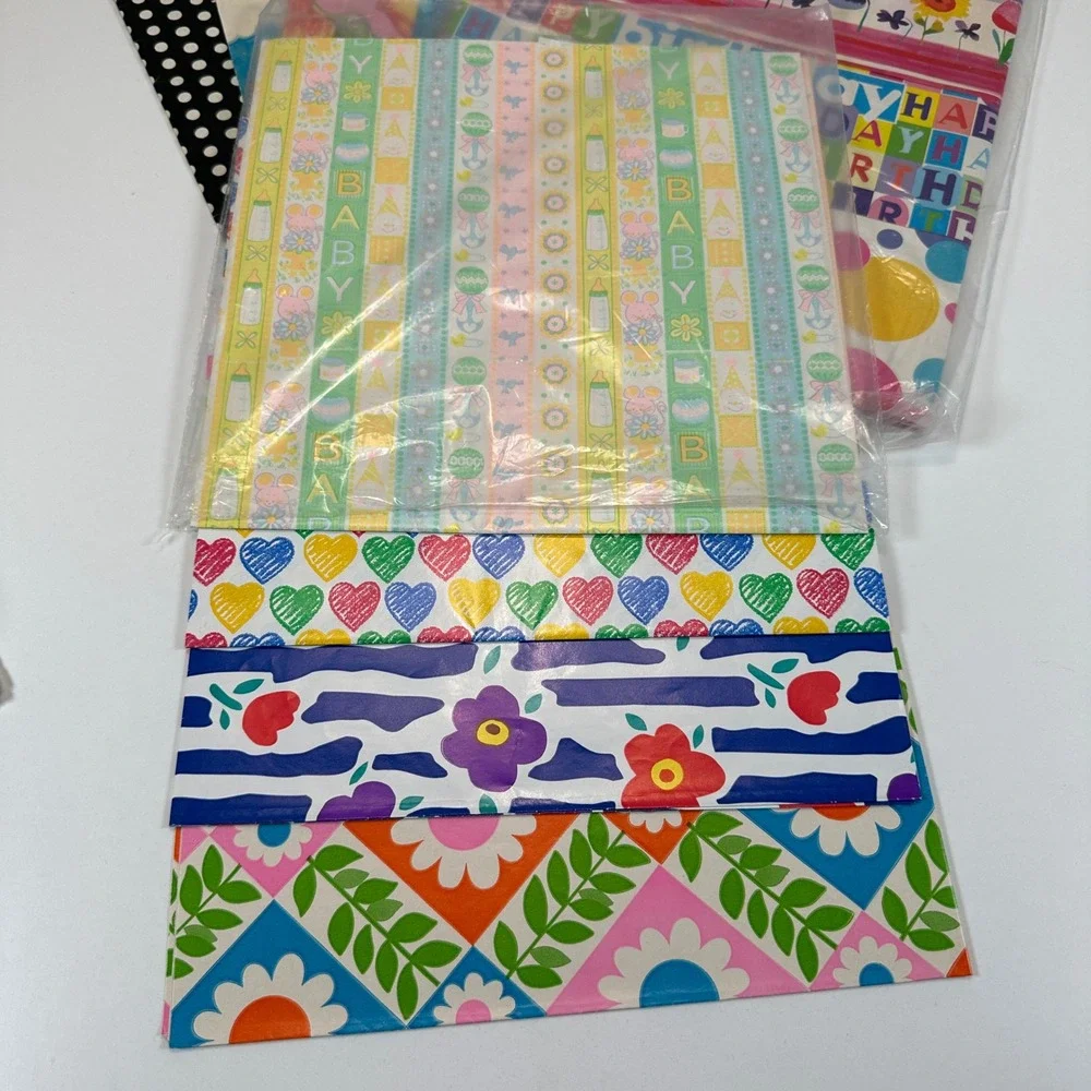 VTG Jessica Stewart The Finishing Touch Assorted Floral Rainbow Gift Wrap Lot OS